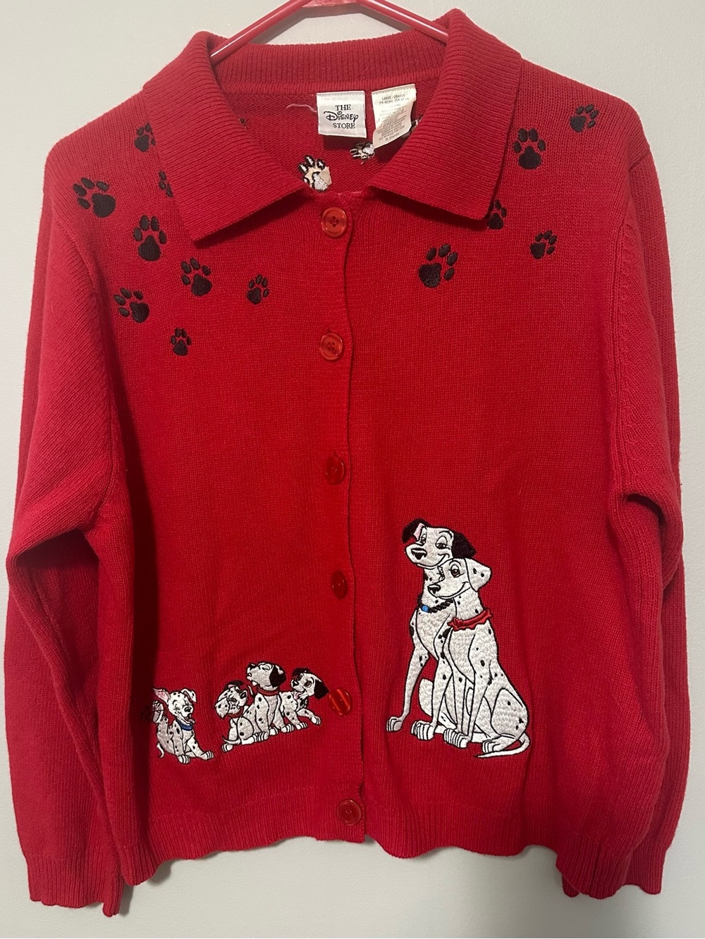 Vintage Disney Women’s 101 Dalmatians Embroidered Button-Up Sweater